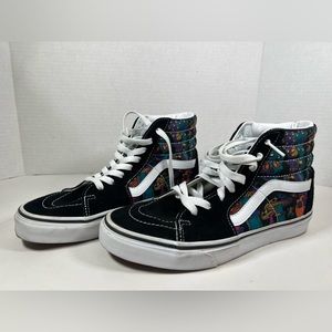 Vans Sk8-Hi Trippy Drip Black Multi Skull Suede Skate Shoe Womens 8 Mens 6.5